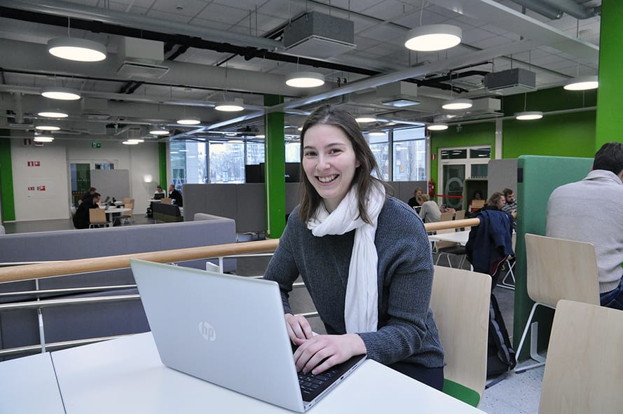 Tourism student Annika Lampert in SAMK's Pori campus library