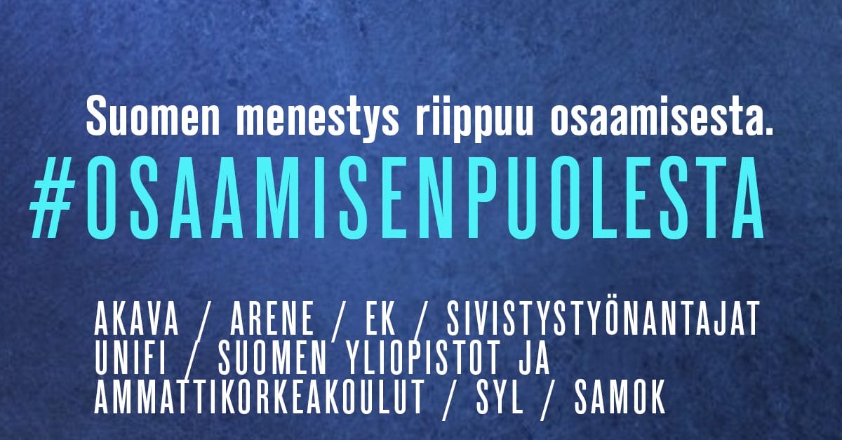 Suomen menestys riippuu osaamisesta -banner.