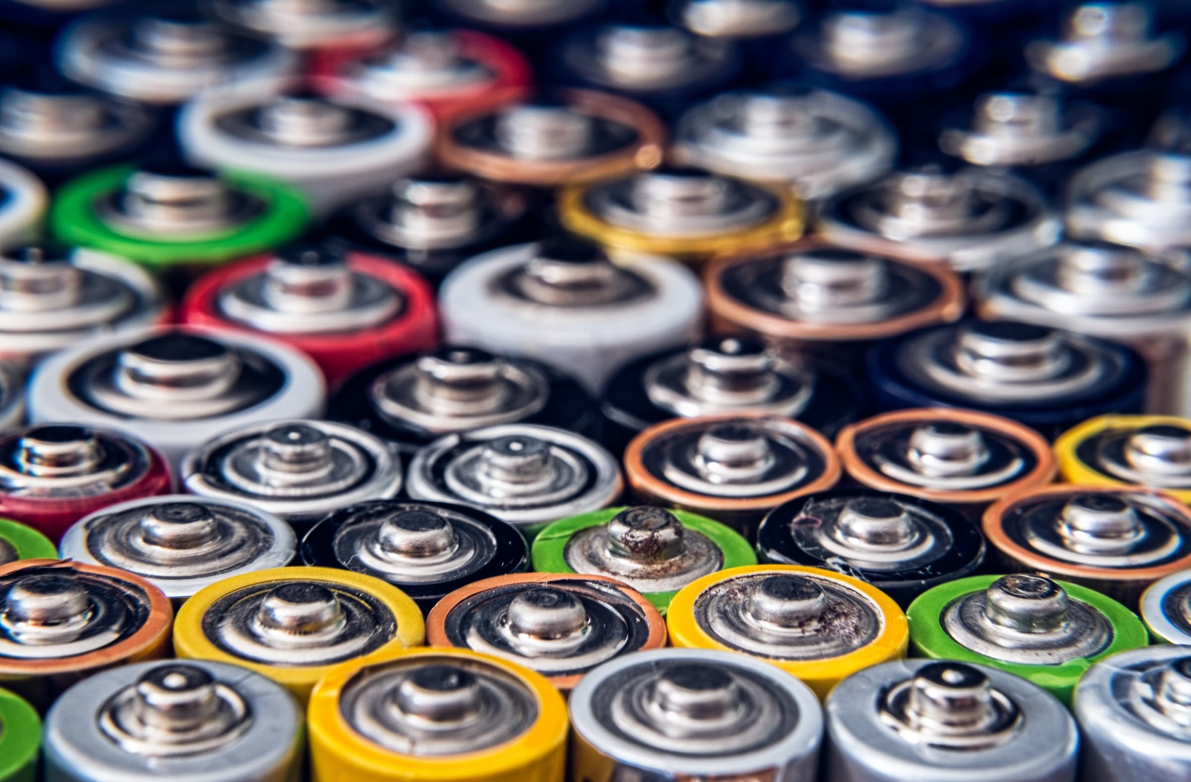 Close-up of small batteries.