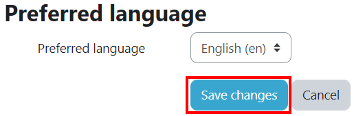 Moodle save language settings.